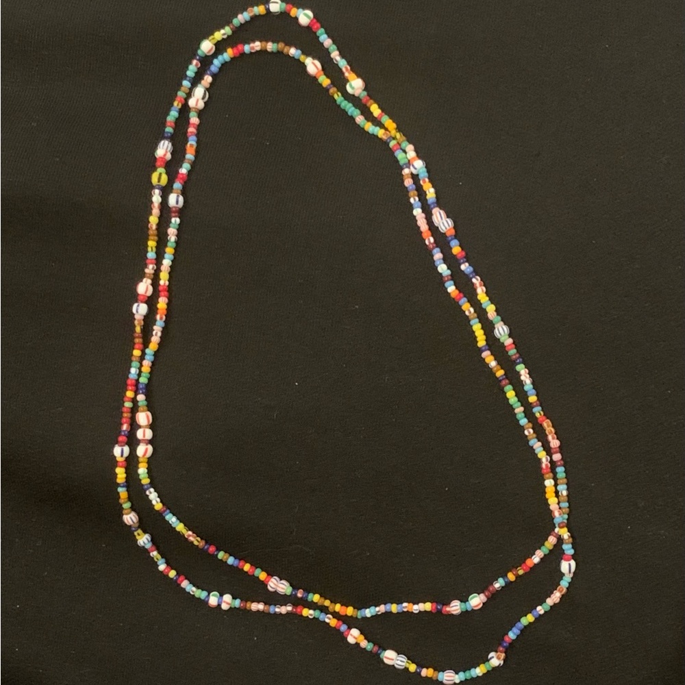 Multicolor Seed Bead Long Strand Necklace - Women Jewelry
